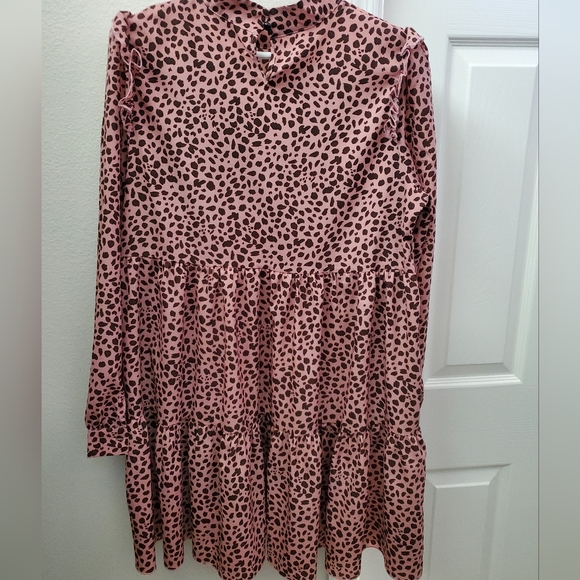 SHEIN PINK ANIMAL PRINT RUFFLE HEM SMOCK DRESS - Picture 5 of 11